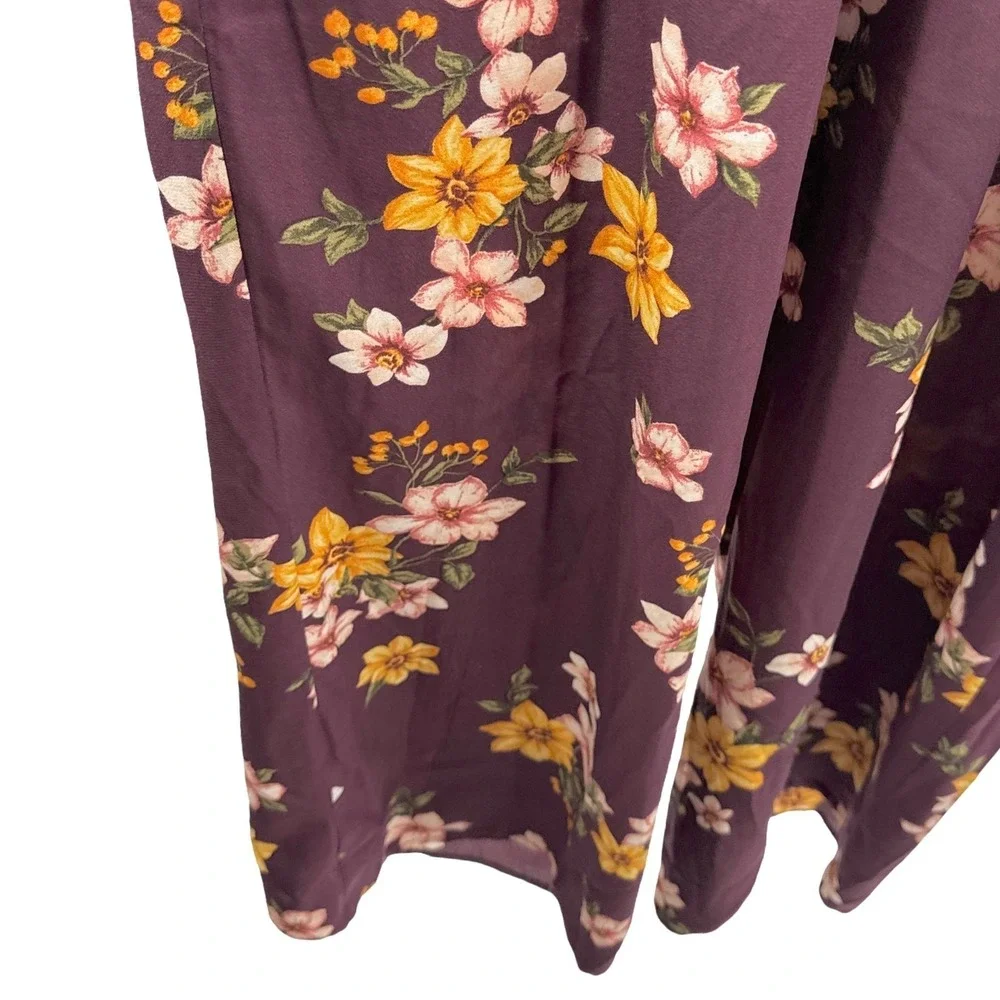 Xhilaration Floral‎ Wide Leg Romper Jumpsuit Square Neck Women's Size XL